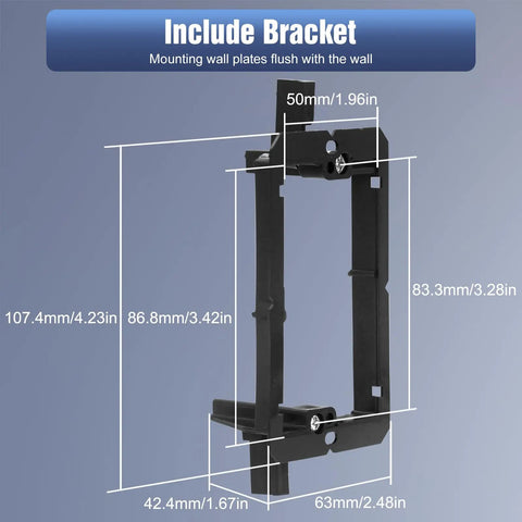 Brush Wall Plate Cable Pass Through With Bracket And Cable Hider In Wall Cable Management For TV Mounts And Low Voltage Cables White 2 Pack installation bracket dimensions