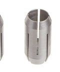 Replacement Collet And Nut Kit For Spiral Saws And Drywall Routers Keeps Your Tool Running Smooth With One Eighth Inch Five Thirty Second Inch And One Quarter Inch Collets And Nut Fits All Spiral Saw Tools showing collets and nut.
