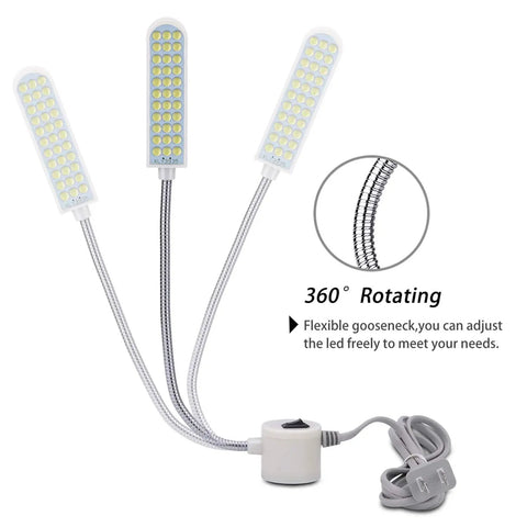 Gooseneck Magnetic Work Light Set For Sewing Machines Lathes Drills And Benches White Soft LED With 36 LEDs Flexible Neck