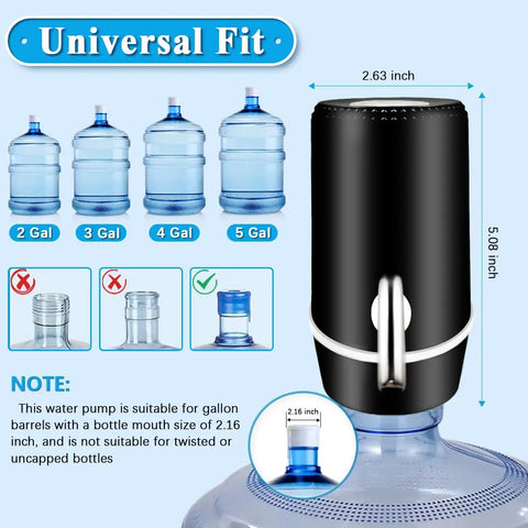 5 Gallon Water Dispenser With USB Charging And On Off Switch, Electric Pump Jug Dispenser for Camping Travel on a 5-gallon jug