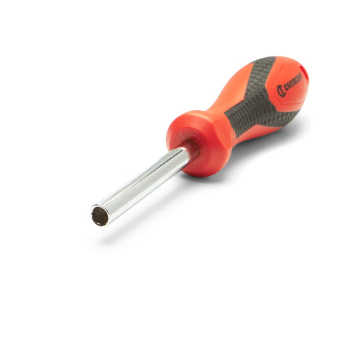 Quarter Inch Drive Dual Material Bit Holding Screwdriver Handle With Ergonomic Balance Grippy Oil And Solvent Resistant Grip Full Polish Chrome Shank Pro Grade Quality Meets ANSI ASME Specs