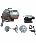 Universal DC Worm Gear Motor Dividing Head Built Tough For Slick Four Inch Rotary Axis Operation Includes 100MM And 125MM Three Jaw Chuck With Precision Tailstock, showing components and setup.