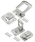Four Pack Toggle Catch Lock Hasp Latch Set For Jewelry Boxes And Gift Boxes, Mini Rectangle 1.57 x 1.06 Inch, Retro Iron Silver With Screws