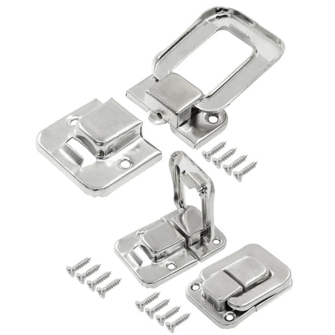 Four Pack Toggle Catch Lock Hasp Latch Set For Jewelry Boxes And Gift Boxes, Mini Rectangle 1.57 x 1.06 Inch, Retro Iron Silver With Screws