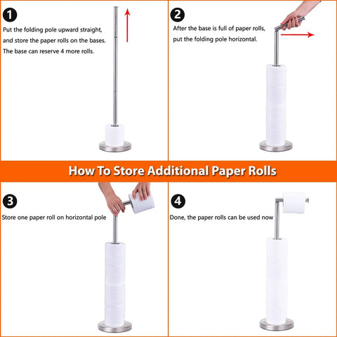 Instructions for using Freestanding Toilet Paper Holder With Four Roll Reserve SUS304 Stainless Steel Base Brushed Nickel