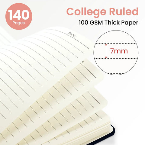 Garden Of Whimsy Lined Spiral Journal For Women A5 Hardcover Notebook For Work And Notes 140 pages showing college ruled lines