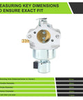 SV600 20 HP Carburetor Replacement Kit 20 853 95 S 20 853 71 S with measurements for Kohler SV590 SV600 SV610 SV620 Engines