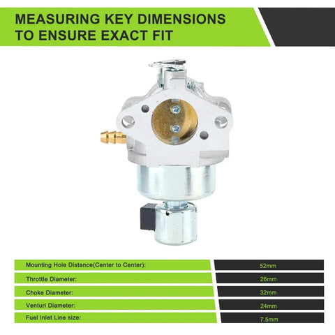 SV600 20 HP Carburetor Replacement Kit 20 853 95 S 20 853 71 S with measurements for Kohler SV590 SV600 SV610 SV620 Engines