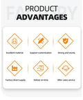 Product advantages graphic featuring excellent material, customization, strong durability for Rock Solid Industrial Hydraulic Forklift Truck With Three Ton Capacity And 15 Foot Mast Height.