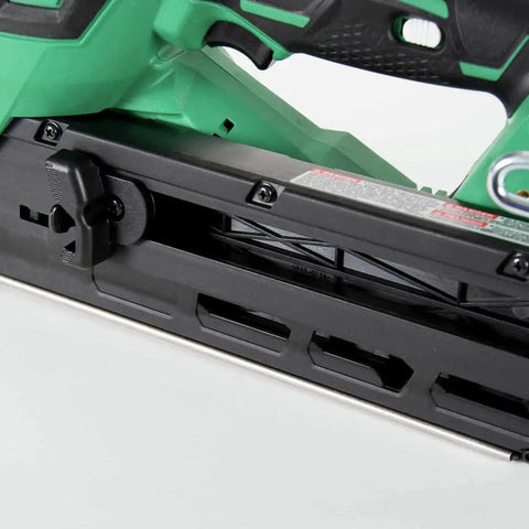 Close-up of 18V MultiVolt Cordless Framing Nailer Kit with 30-Degree Magazine details.