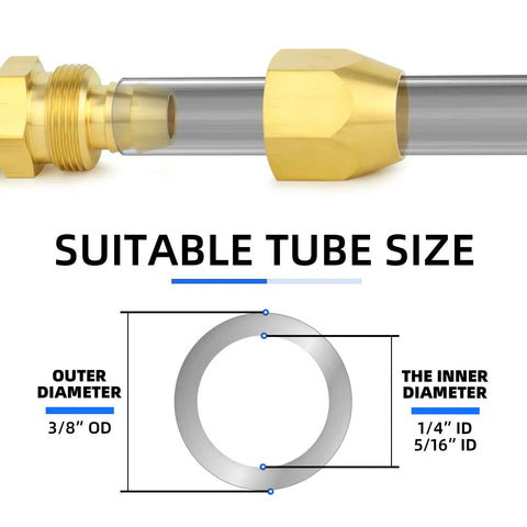 Diagram showing tube sizes for Brass Pneumatic Hose End Repair Fitting 1 Quarter Inch ID 1 Quarter Inch Barb