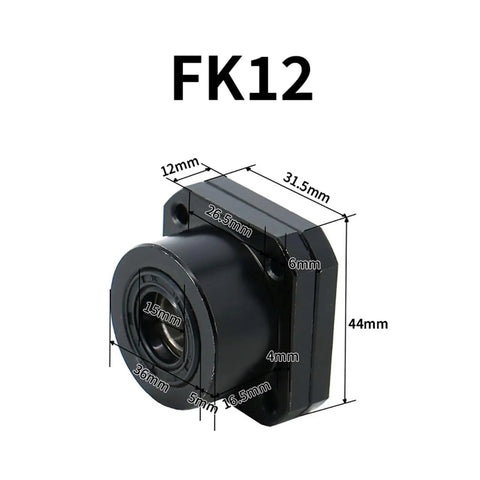 Heavy Duty FK12 Ball Screw Bearing Seat With FF12 End Support Unit For SFU1604 1605 1610 Ballscrew side view with dimensions