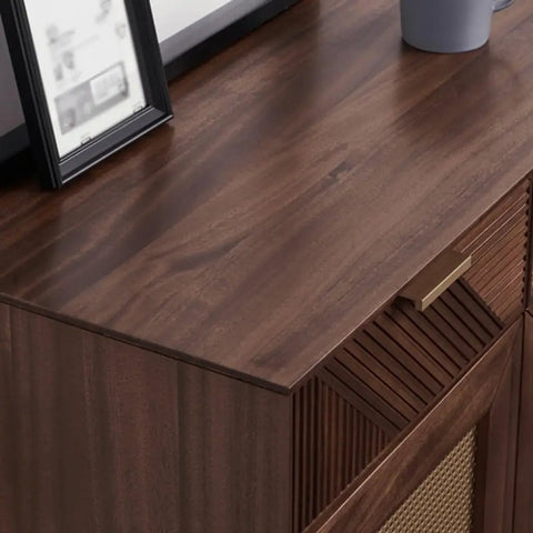 Solid Wood Shoe Cabinet Featuring Modern Minimalist Profiles Tailored For Tight Foyer Layouts And Walk In Closets, showing rich black walnut finish.