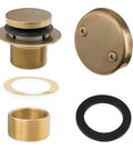 Easy Fit Tub Drain Trim Kit With Two-Hole Overflow Faceplate In Champagne Bronze, Tap-To-Open Stopper, No Plumber Gasket Or Putty Needed