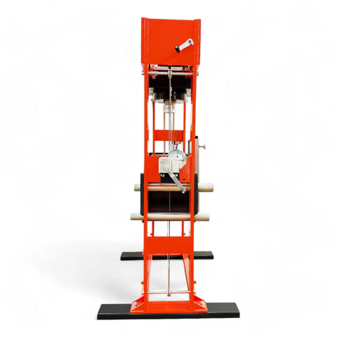 Heavy Duty 150 Ton Industrial Electric Shop Press featuring dual hydraulic cylinders and integrated air pump, front view.