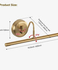 Dimensions of Dimmable Picture Light For Paintings Modern Lit 7W LED Wall Sconce 16.54 Inch Long with brass finish