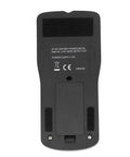Back view of Thonlai 5 in 1 Stud Finder Multifunctional Wall Scanner with battery compartment and label in black.