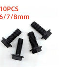 Left Hand Threaded Hex Flange Nail M8 For Cutting Machine Tools, Built Tough Heavy Duty Industrial Accessory, 10PCS 6/7/8mm
