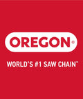 Oregon logo with the text 'World's #1 Saw Chain' on a red background.
