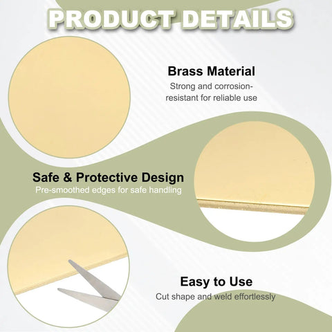 Brass Sheet Metal With Protective Film, Square 7.9 Inches By 7.9 Inches, 16 Gauge 1.2mm Thick, For DIY Projects And Handy Electrical Repairs, Durable Brass Plate With Scratch Resistant Film, One Pack Brassy Finish showing brass sheet edges