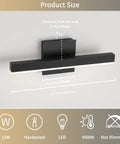LED Bathroom Vanity Light Bar 15.75 Inch Black Wall Sconce 12W 4000K Non Dimmable Modern Bath Fixture with size illustration