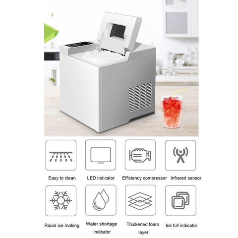 No Fuss Countertop Ice Maker Rolling Out Rapid Chill With Fifteen Kilos Daily Output And Snappy Nine Cube Runs on kitchen countertop with ice.