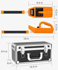 Dimensions of 512Hz Locator And 512Hz Sonde Transmitter Kit for Sewer Inspection with orange design and carry case.