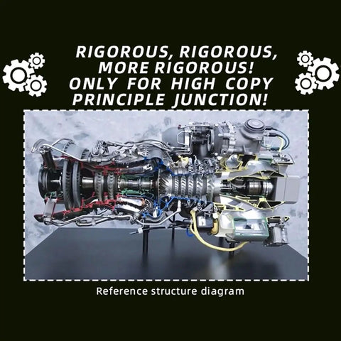 Quarter Scale Turboshaft Engine Model Kit With Metal Simulation, reference structure diagram displayed on a stand.