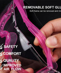Close-up of pink Kids Anti Fog Safety Goggles For Science And Nerf Time, showing removable soft glue frame for comfort and improved airflow.