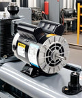 JIAXINPRO 2HP air compressor motor installed on gray compressor, 56-frame, 5/8 inch keyed shaft