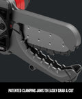 Cordless Lopper With 6 Inch Cut Range And Patented Clamping Jaws, Prunes In One Easy Swing, Close-up of scissor jaws