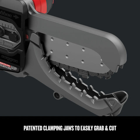 Cordless Lopper With 6 Inch Cut Range And Patented Clamping Jaws, Prunes In One Easy Swing, Close-up of scissor jaws
