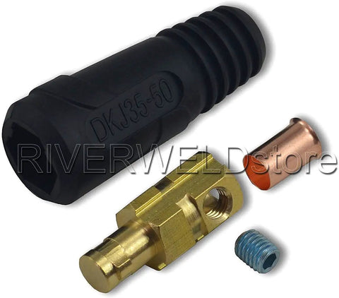 315Amp Dinse Style TIG Welding Cable Panel Connector Plug And Socket Set DKJ35-50 black component with brass and copper fittings