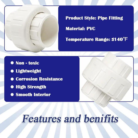 2 Inch White PVC Union Coupling Pipe Fitting With EPDM O Ring Socket for Easy Install