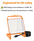2-Pack 50W LED Work Lights With 8000 Lumens Each IP65 Waterproof Flood Lights 5000K Daylight 10ft Heavy-Duty Cord