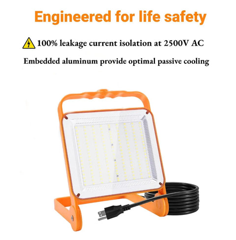 2-Pack 50W LED Work Lights With 8000 Lumens Each IP65 Waterproof Flood Lights 5000K Daylight 10ft Heavy-Duty Cord