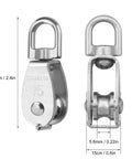 18 Pack M15 Stainless Steel Pulley Blocks With Swivel Hooks For Rope Lifting And Towing, anti-rust, 62mm