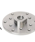 6 Inch Wood Lathe Steel Faceplate With 1X8 Tpi Spindle Thread features a silver alloy surface and mounting holes for woodturners.