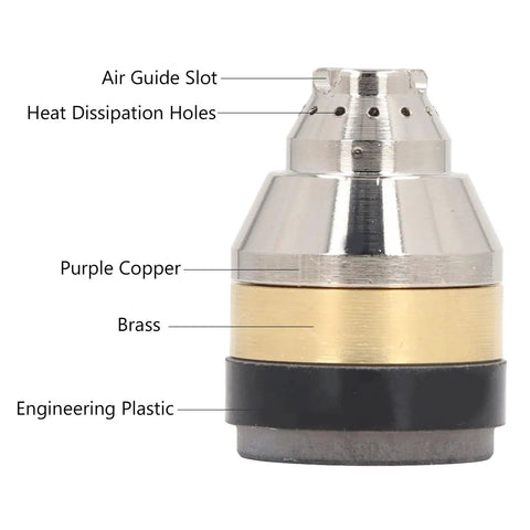 Pro Grade Cutting Nozzle Protective Cover For Handheld Plasma Cutters With Air Guide Slots And Heat Dissipation Holes