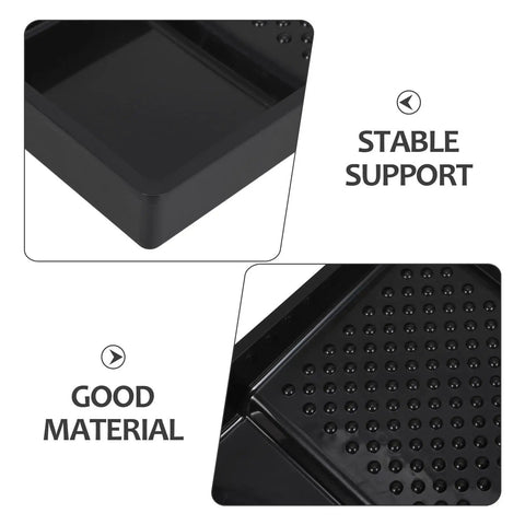 Top Tier Mini Paint Roller And Tray Set For Detail Work And Touch Ups Sturdy black tray showing stable support and textured surface.