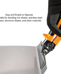 Using Six Inch Straight Jaw Sheet Metal Seamer Hand Tool For Bending And Flattening Metal HVAC Duct Work Aluminum And Steel Pliers