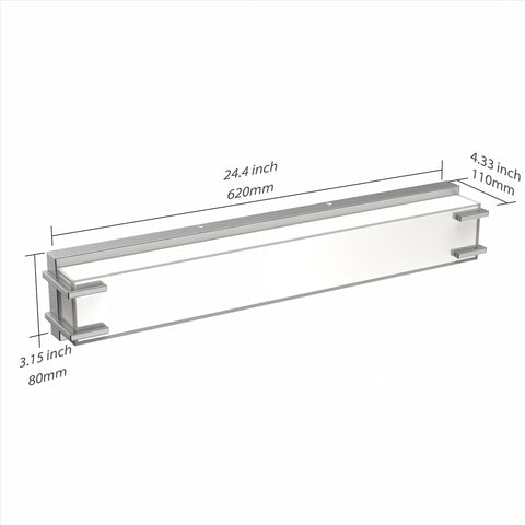 Diagram of Over Mirror Vanity Light 24.4 Inch with Milky White Shade 4000K Daylight Brushed Nickel Bath Bar dimensions