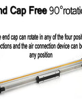 Rock Solid OSP Rodless Cylinder Pneumatic Actuator featuring mechanically jointed rig, end cap free for 90° rotation, used in pro shop applications.