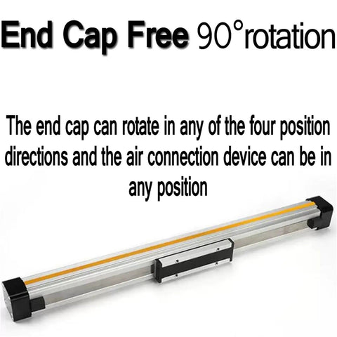 Rock Solid OSP Rodless Cylinder Pneumatic Actuator featuring mechanically jointed rig, end cap free for 90° rotation, used in pro shop applications.