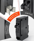 Tandem 1 Pole 20 Amp Circuit Breaker Plug-In 120/240V AC With 10kA Interrupting Rating, shown with wiring terminal close-up