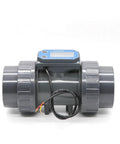 Turbine Flow Meter With Digital LCD Display For Water On PVC Pipe Irrigation, Easy Install, NPN Sensor, in gray color