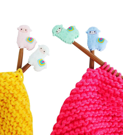 4 Piece Silicone Knitting Needle Stoppers Cartoon Animal Protectors Cute Letters End Caps Cool Colorful Cube Knitting Accessories