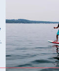 Two people riding High Power EFoil For Water Sports With 28 Mph Top Speed And 120 Minute Ride Durable Rechargeable Battery Pack