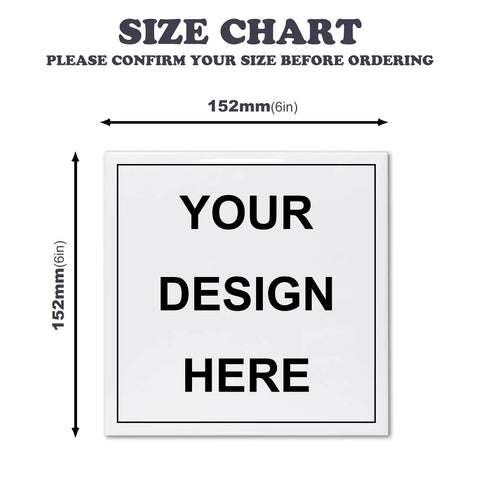 Size chart for 8 Pack Sublimation Ceramic Tiles 6x6 White Glossy For Heat Press Transfer Printing Create Personalized Photo Frames And Gifts