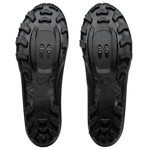 Underside view of X Alp Mesa Mountain Bike Shoe For Men Black Size 45 showing grippy rubber sole and SPD 2 bolt cleat compatibility